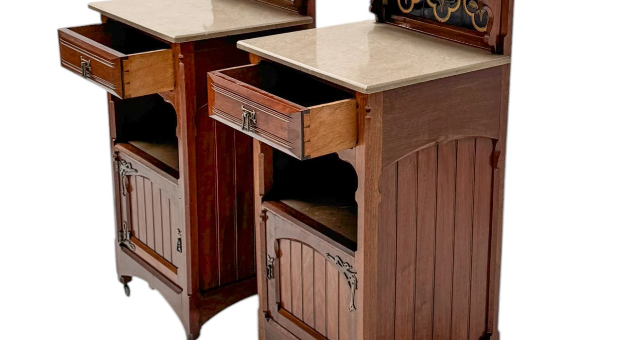 Two Arts & Crafts Nightstands by Gustave Serrurier-Bovy, 1900s